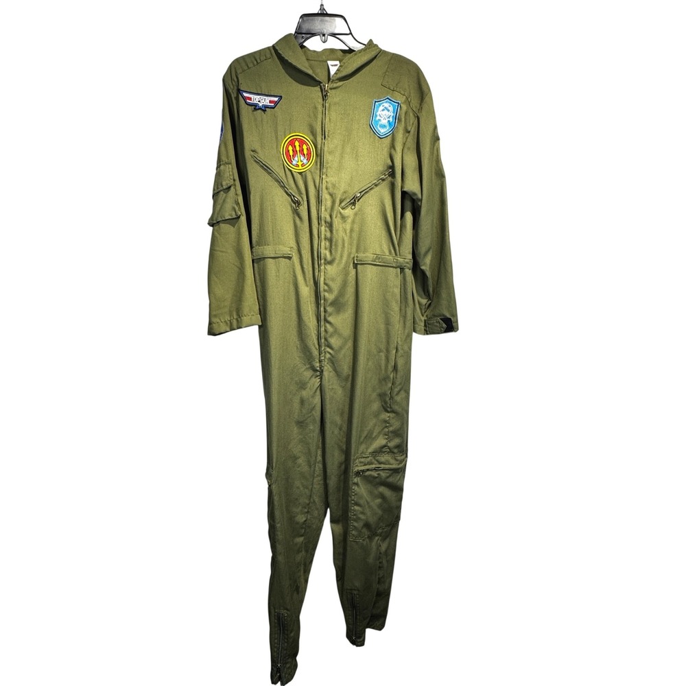 Pilot Flight Suit Costume Adult Med Jumpsuit Cosplay Rave Aviator Top Gun Style